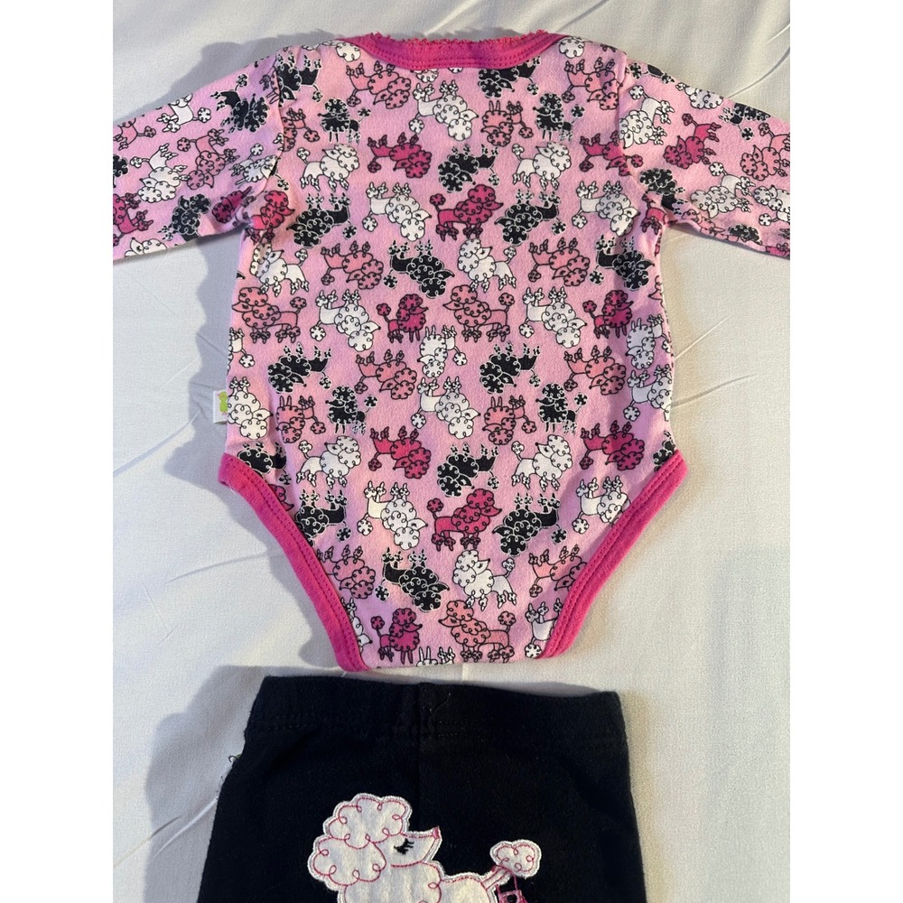 Duck Duck Goose Pink Poodle Long Sleeve Bodysuit & Black Leggings Set 3 6M - Picture 5 of 8